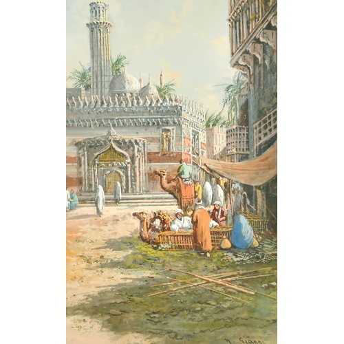 2299 - Y. Gianni (circa 1900) Italian, 'At the Bazaar', watercolour, signed, 19