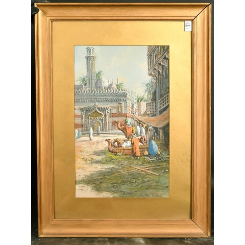 2299 - Y. Gianni (circa 1900) Italian, 'At the Bazaar', watercolour, signed, 19