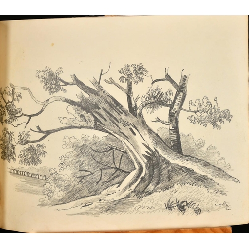 2325 - A small folio of 19th Century ink sketches of landscapes along with a 19th Century Sketch book of pe... 