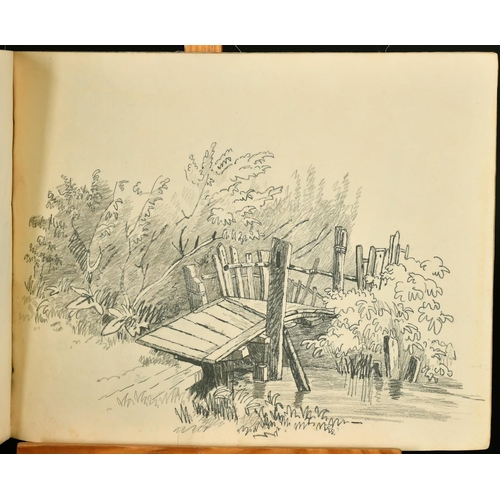 2325 - A small folio of 19th Century ink sketches of landscapes along with a 19th Century Sketch book of pe... 