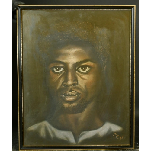 2335 - African School circa 1975, Head and shoulders study of a young man, pastel, initialed and dated '75,... 