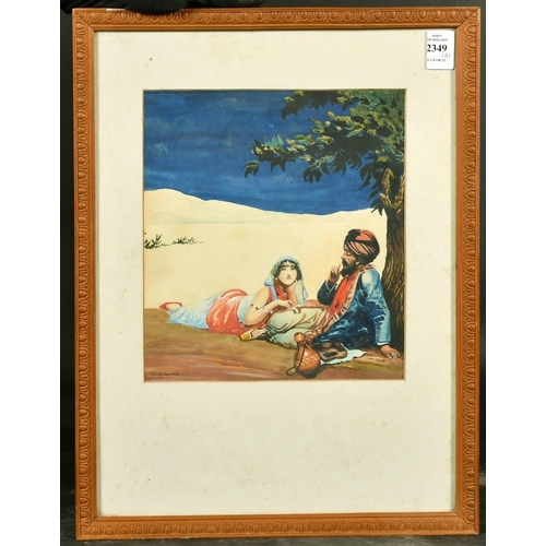 2349 - W.S. Burke, Romantic scenes in the desert, watercolours, one signed, 9.25