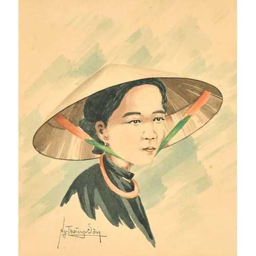 2367 - Nguyen Trang Son, A pair of watercolours of South-East Asian characters, both signed and 8