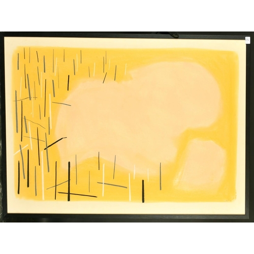 2376 - Andrew Southall, Australian, Yellow/black abstract, mixed media, signed and dated '88 in pencil, 27.... 