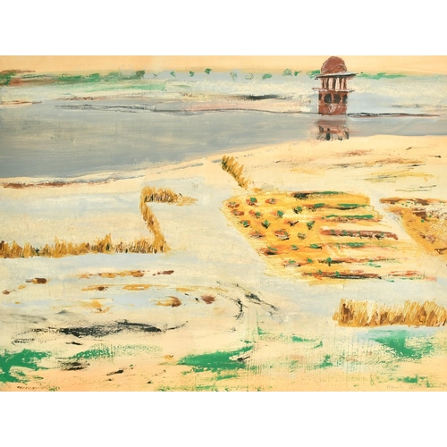 2568 - Niamh Collins (b. 1956), 'View from the Port, Agra', mixed media, signed and inscribed, 20.5