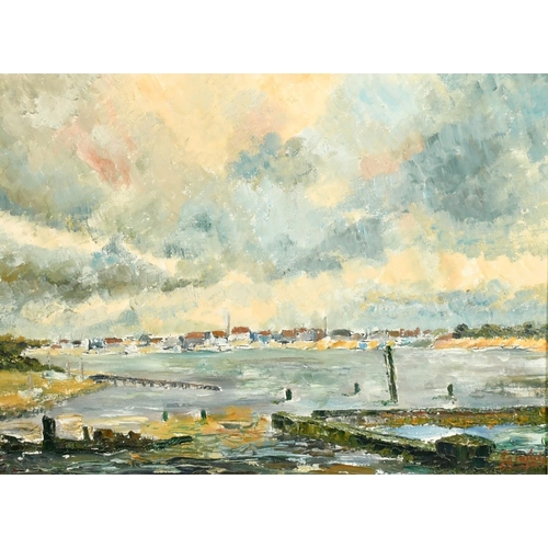 2569 - Langley (20th Century), 'Walberswick', oil on canvasboard, signed, 18