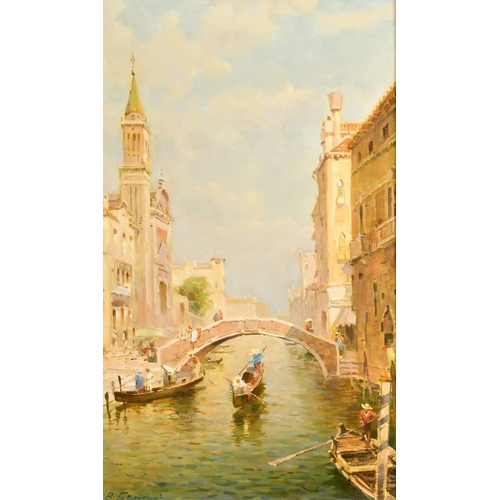 2576 - Russian School 20th Century, A Venetian canal, oil on canvas, signed and verso with inscription, 18