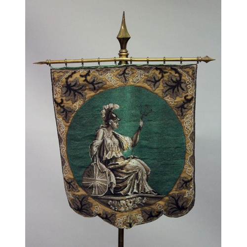 1004 - A VICTORIAN ROSEWOOD TRIPOD POLE SCREEN with beadwork banner.