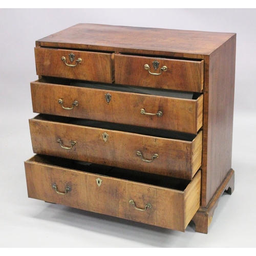 1008 - AN 18TH CENTURY WALNUT CHEST OF DRAWERS with a plain 