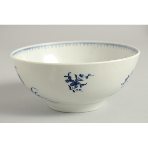 1096 - AN 18TH CENTURY WORCESTER BOWL painted with the Waiting Chinaman pattern, crescent mark.