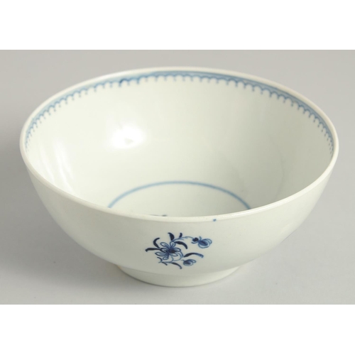 1096 - AN 18TH CENTURY WORCESTER BOWL painted with the Waiting Chinaman pattern, crescent mark.