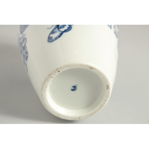 1099 - AN 18TH CENTURY WORCESTER VASE of tapering form printed with the Natural Sprays pattern, crescent ma... 