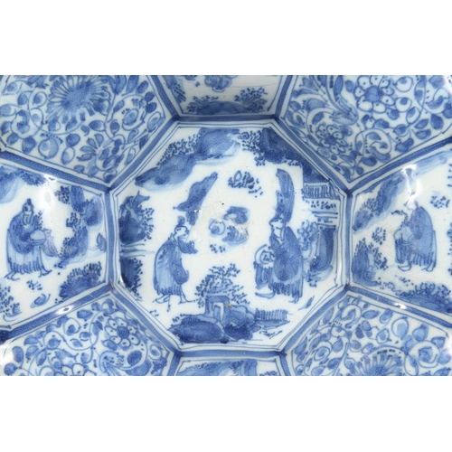 1155 - A 19TH CENTURY BLUE AND WHITE DEEP CHARGER with Chinese design. 9ins diameter.