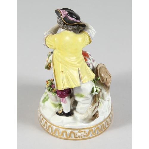 1175 - A GOOD MEISSEN PORCELAIN GROUP OF A BOY AND GIRL with garlands of flowers on an oval base. Cross swo... 