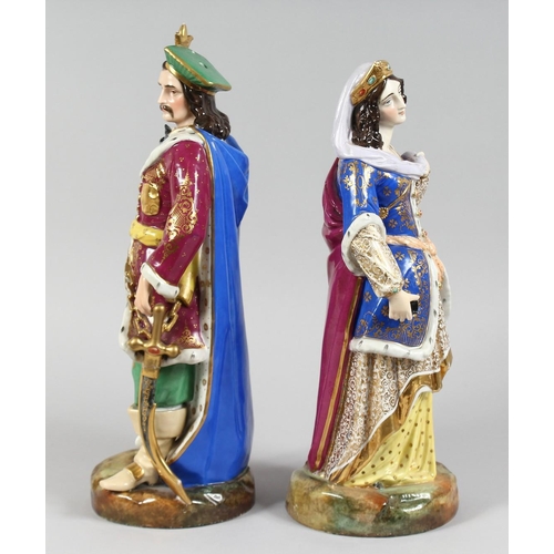 1186 - A VERY GOOD PAIR OF TURKS, a man and a woman in colourful garb. Possibly Jacob Petit, on circular ba... 