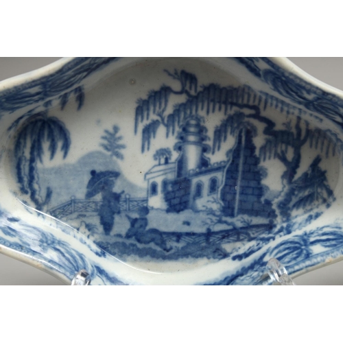 1197 - TWO BLUE AND WHITE WILLOW PATTERN DISHES.