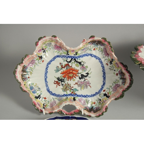 1222 - A GOOD MASONS IRONSTONE DESSERT SERVICE, comprising: comport, three shaped dishes, eleven seven inch... 