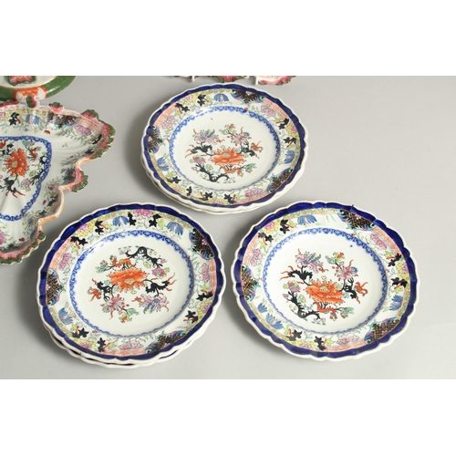 1222 - A GOOD MASONS IRONSTONE DESSERT SERVICE, comprising: comport, three shaped dishes, eleven seven inch... 