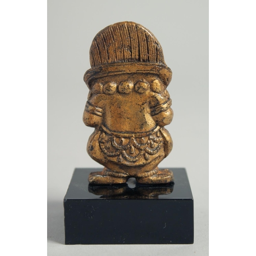 1235 - AN INDIAN BRONZE GOD on a marble base 7cm