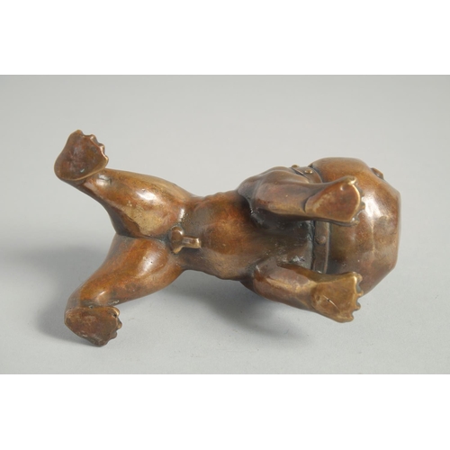 1241 - A BRONZE BULLDOG. 13cm long.