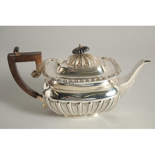 1920 - A GOOD SILVER FIVE PIECE TEA SET with spirit kettle and stand, tea pot, hot water jug, sugar basin a... 