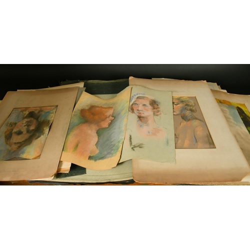 10 - A folder of 19th and early 20th Century prints and drawings, mostly portraits and figural, sizes fro... 