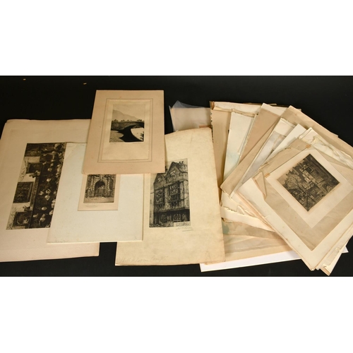 11 - A folder of mainly 19th Century prints, mostly buildings, sizes from 2.75