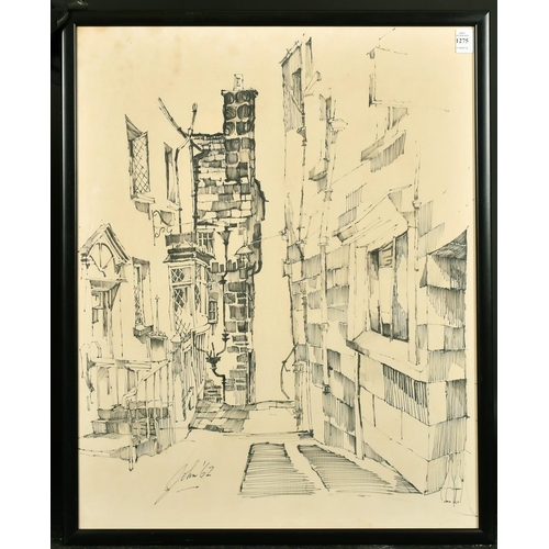 111 - John Uzzell Edwards (1934-2014) Welsh School, a narrow alleyway between buildings, ink, signed and d... 