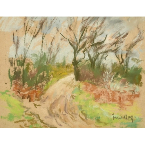 117 - Paul Maze (1887-1979), Landscape, a lane through the trees, pastel, signed, 6.5