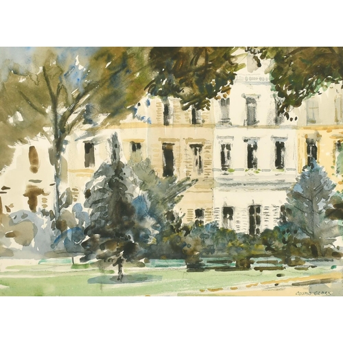 120 - Cosmo Clark (1897-1967) British, A building through the trees, watercolour, signed and dated July 19... 