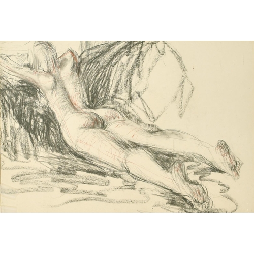 137 - Elizabeth Hadden-Cave (20th Century) A nude figure lying on their front, charcoal, signed, 20.5