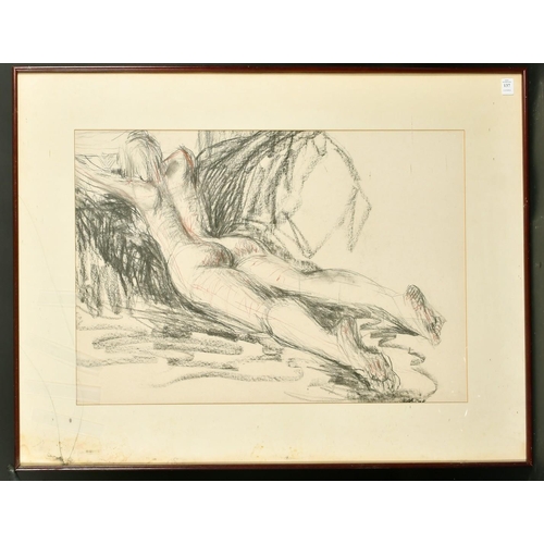 137 - Elizabeth Hadden-Cave (20th Century) A nude figure lying on their front, charcoal, signed, 20.5