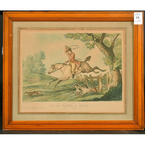 14 - After Charles Vernet, Two fox hunting scenes, coloured prints both 8.25