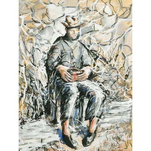 140 - Elizabeth Hadden-Cave (20th Century) A seated figure, watercolour, inscription verso, 23.25