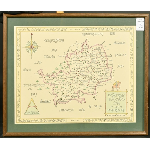 16 - A Domesday map of 'Herfordscire' 1086, 9.5 x 12.75, (24x32.5cm) along with a photolithograph of a Fi... 