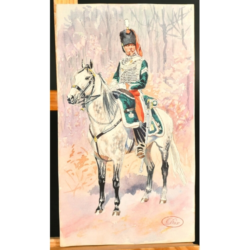 161 - Leon Dux (c. 1840-1930) A folio of military illustrations, watercolours with bodycolour sizes from 6... 