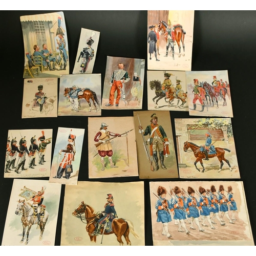 161 - Leon Dux (c. 1840-1930) A folio of military illustrations, watercolours with bodycolour sizes from 6... 