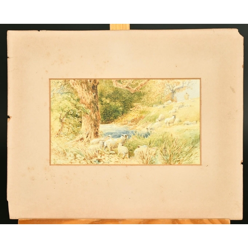 186 - Attributed to Miles Birket Foster (1825-1899) British, A shepherd and flock by a pond, watercolour, ... 