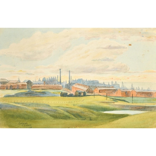 188 - T. Roberts (20th Century) Factories at Burslem, watercolour, signed, dated 1921 and inscribed and in... 
