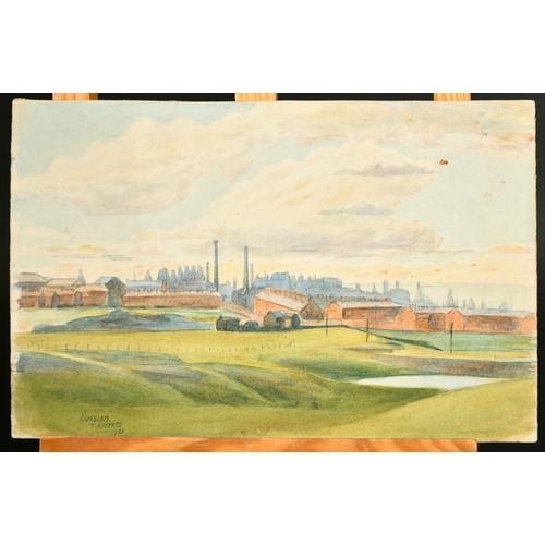 188 - T. Roberts (20th Century) Factories at Burslem, watercolour, signed, dated 1921 and inscribed and in... 
