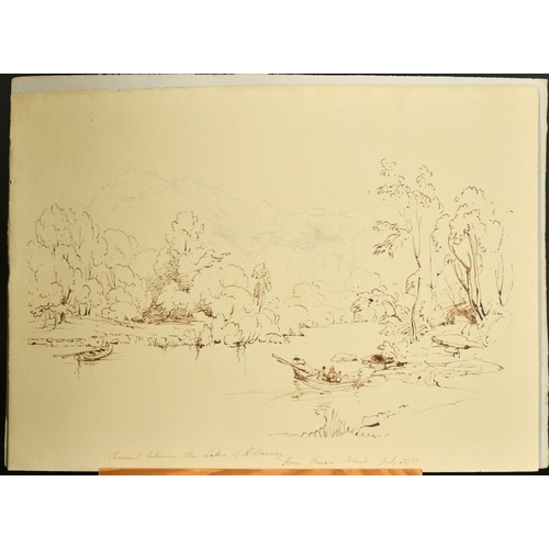 195 - English School circa 1830, Landscape drawings of views in the Southern Counties, ink and wash, most ... 