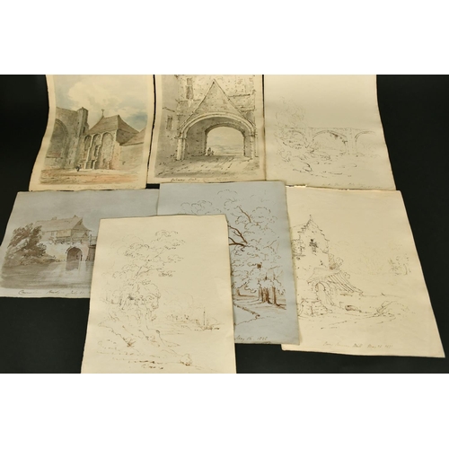 195 - English School circa 1830, Landscape drawings of views in the Southern Counties, ink and wash, most ... 