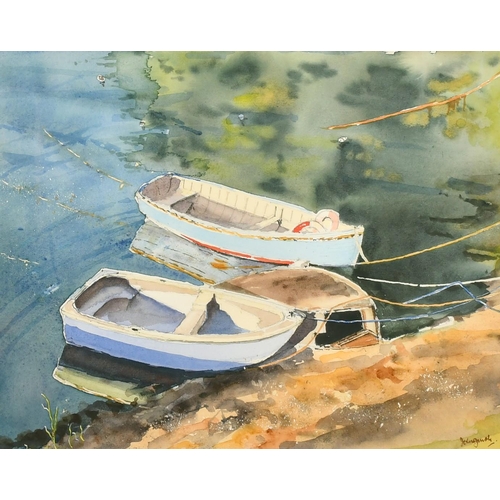 202 - John F. Mole (20th Century), 'Evening at Fowey', watercolour, signed, exhibition label verso, 11