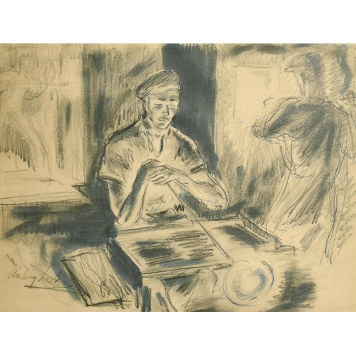 205 - Antony Lake (1905-1956), 'Glass Blowers', mostly charcoal, signed, 9.5