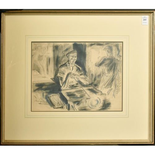 205 - Antony Lake (1905-1956), 'Glass Blowers', mostly charcoal, signed, 9.5