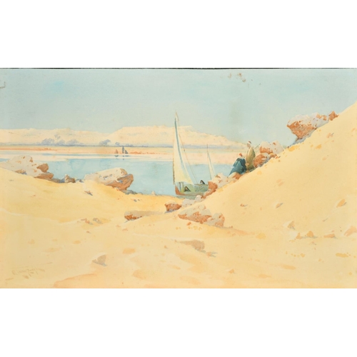 209 - Augustus Osborne Lamplough (1877-1930), 'A Peep at the Nile', watercolour, signed, inscribed verso, ... 