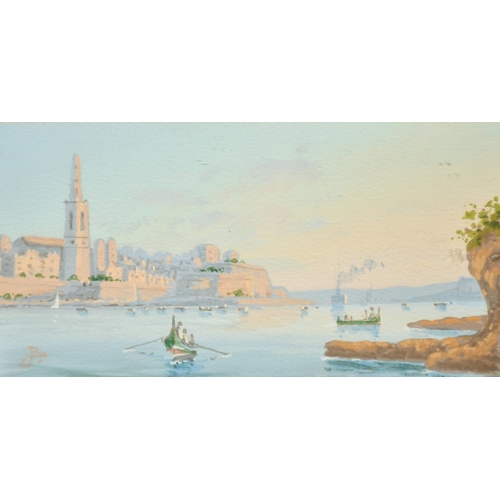 210 - Joseph Bonello (b. 1878) Maltese, a pair of Maltese Harbour views, gouache, signed with initials and... 