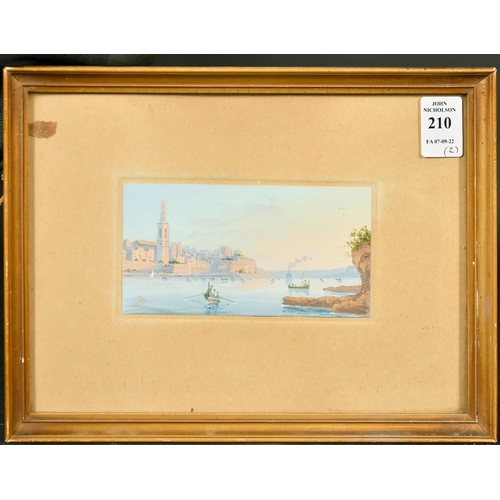 210 - Joseph Bonello (b. 1878) Maltese, a pair of Maltese Harbour views, gouache, signed with initials and... 