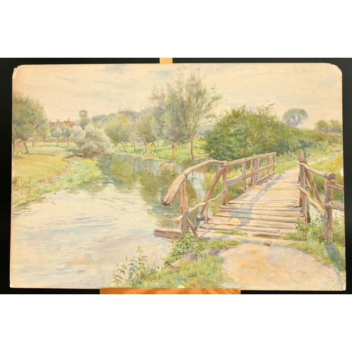 212 - Richard Henry Brock (1871-1943) British, a pair of watercolour scenes of riverside views, one signed... 