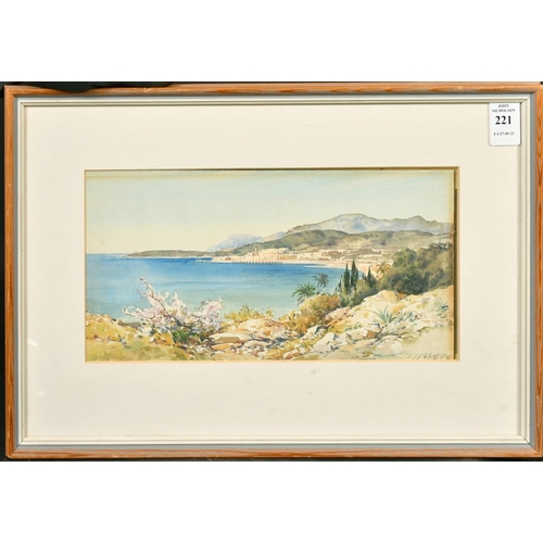 221 - Ernest-Louis Lessieux (1848-1925) French, a Mediterranean coastal view, watercolour, signed, 5.25